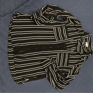 Express Black and White Striped Blouse